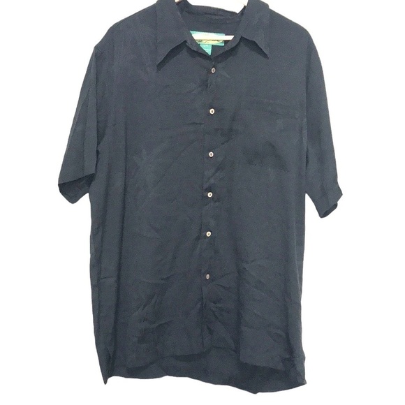 Tonny Barbados black short sleeve button up shirt size Large - Picture 1 of 10